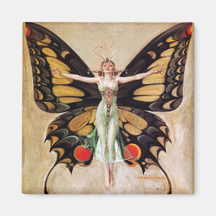 Flapper Girl's Metamorphosis to Butterfly 1922 Magnet
