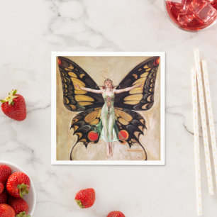 Flapper Girl's Metamorphosis to Butterfly 1922 Pappersservett