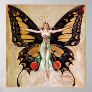 Flapper Girl's Metamorphosis to Butterfly 1922 Poster