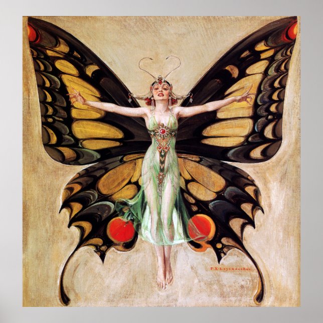 Flapper Girl's Metamorphosis to Butterfly 1922 Poster (Framsidan)