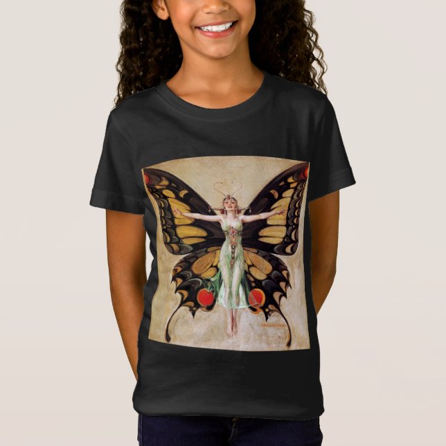 Flapper Girl's Metamorphosis to Butterfly 1922 T Shirt (Framsida)