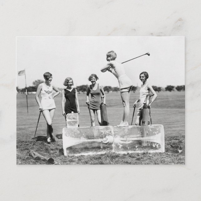 Flapper Girls spelar Golf, 1926 Vykort (Framsida)