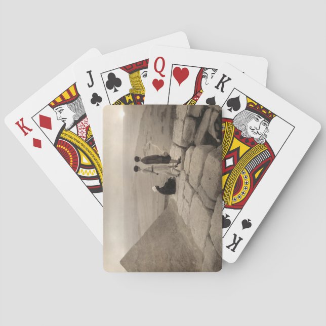 Flapper Girls Sunrise Khufu Pyramid, Egypten 1920 Casinokort (Baksidan)