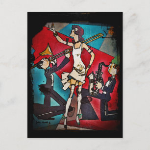 Flapper i en Jazz Band Vykort