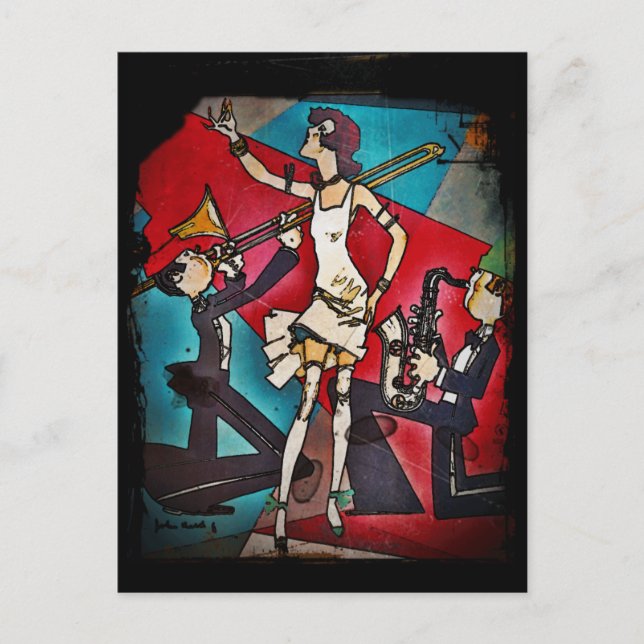 Flapper i en Jazz Band Vykort (Framsida)