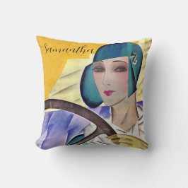 Flapper i Lila Hat (PERSONALIZE) Kudde