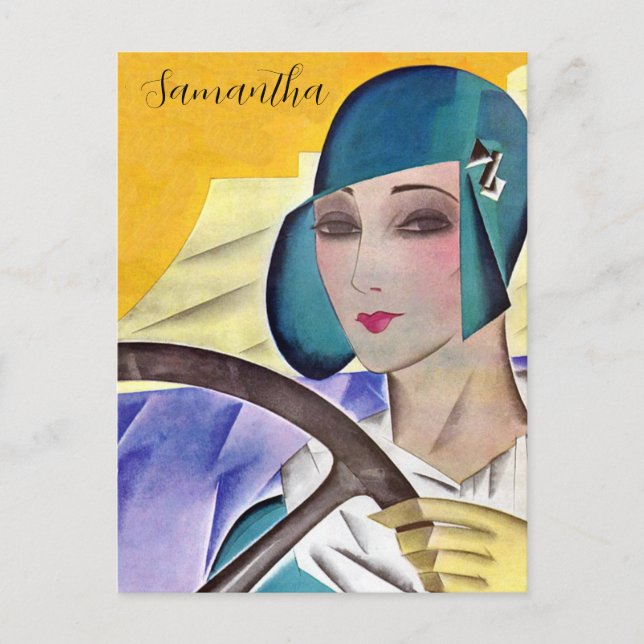 Flapper i Lila Hat Vykort (Framsida)