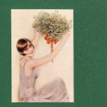 Flapper med Mistletoe J<br><div class="desc">Vänd flapper håller upp mistletoe. Vem kysser henne? Perfekt kort för den speciella personen. Anpassa inuti meddelandet.</div>
