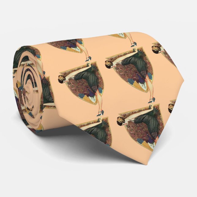 Flapper med påfågelmärke slips (Rullad)