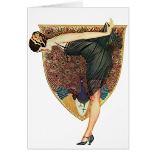 Flapper med Peacock Emblem Hälsningskort