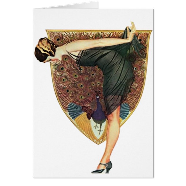 Flapper med Peacock Emblem Hälsningskort (Framsidan)