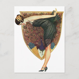 Flapper med Peacock Emblem Vykort