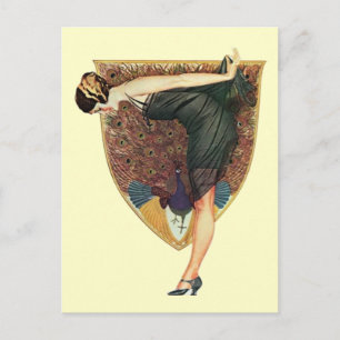 Flapper med Peacock Emblem Vykort
