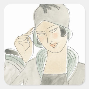 Flapper Mode Sketch Fyrkantigt Klistermärke