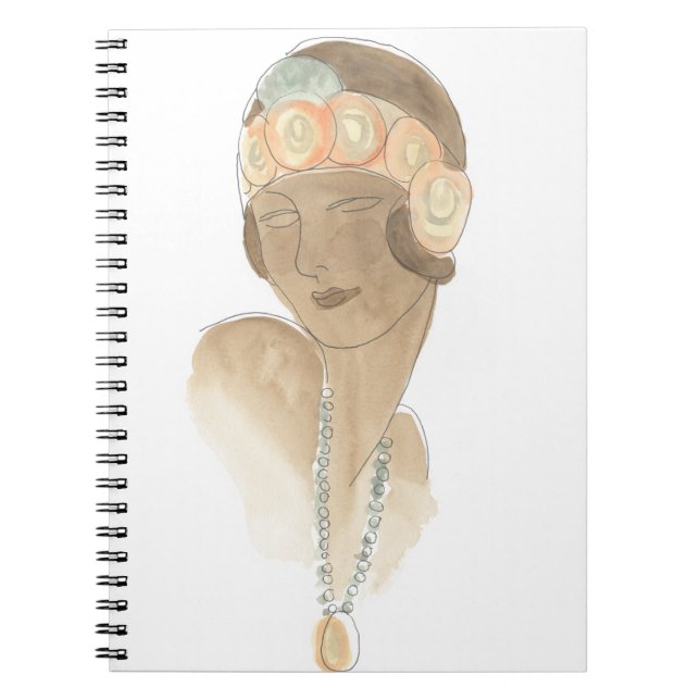 Flapper Mode Sketch - Kvinnor med hårstycke Anteckningsbok (Framsidan)
