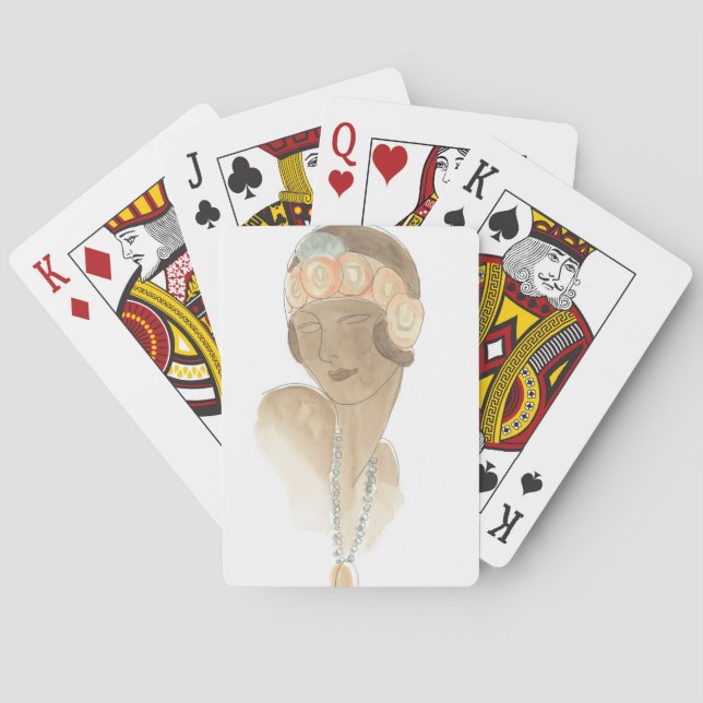 Flapper Mode Sketch - Kvinnor med hårstycke Casinokort (Baksidan)