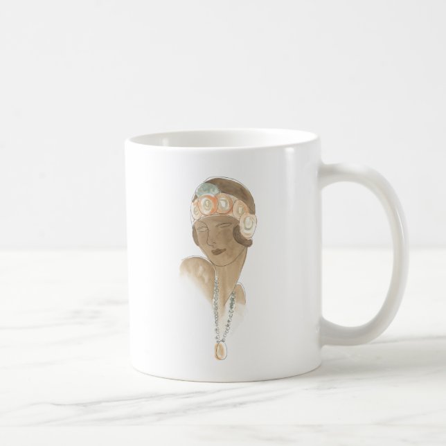 Flapper Mode Sketch - Kvinnor med hårstycke Kaffemugg (Höger)