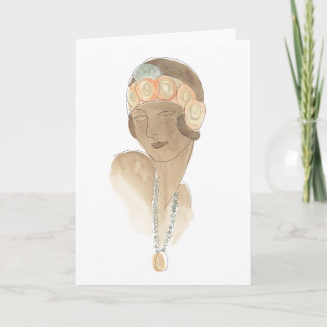 Flapper Mode Sketch - Kvinnor med hårstycke Kort (Framsida)