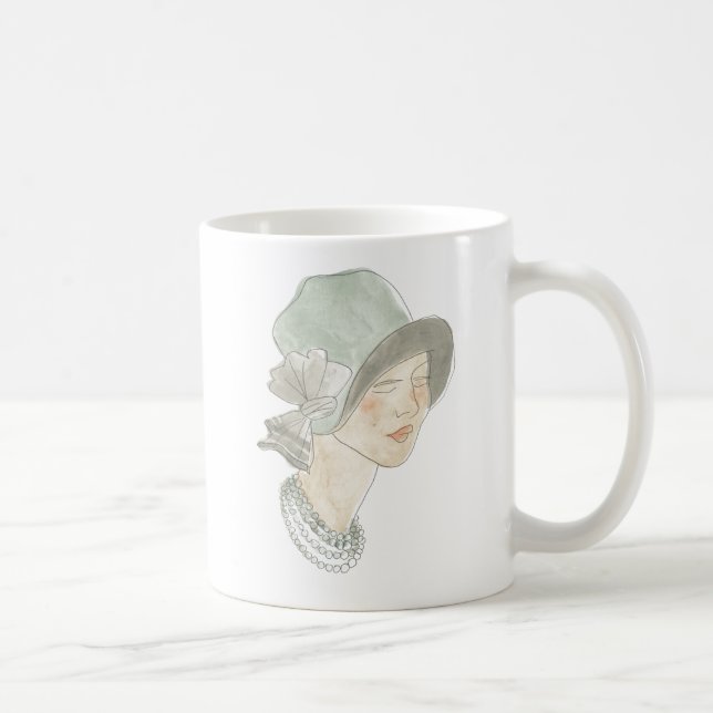 Flapper Mode Sketch - Kvinnor med hatt Kaffemugg (Höger)