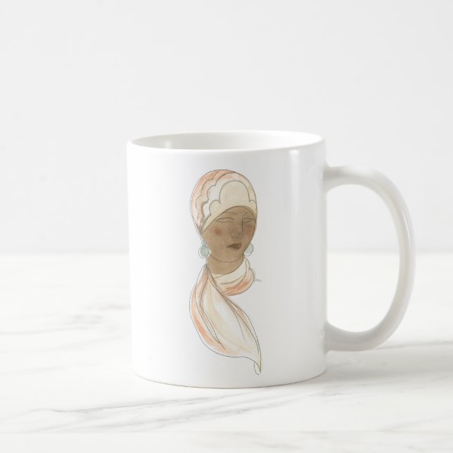Flapper Mode Sketch - Kvinnor med scarf Kaffemugg (Höger)