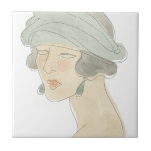 Flapper Mode Sketch - Porträtt Kakelplatta
