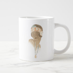 Flapper Mode Sketch - Våg med hårstycke Jumbo Mugg