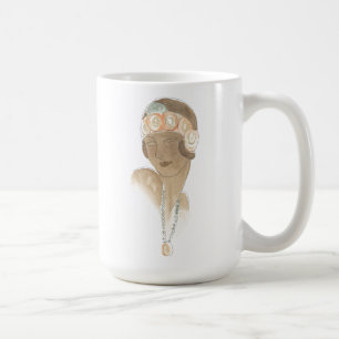 Flapper Mode Sketch - Våg med hårstycke Kaffemugg