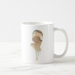 Flapper Mode Sketch - Våg med hårstycke Kaffemugg