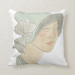 Flapper Mode Sketch - Våg med hatt Kudde