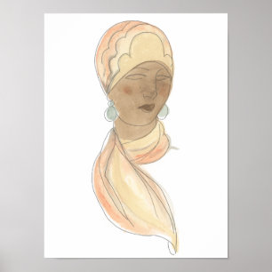 Flapper Mode Sketch - Vare med scarf Poster