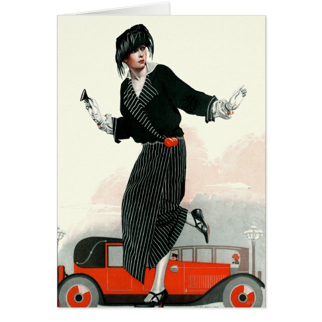 Flapper och Roadster Hälsningskort (Framsidan)