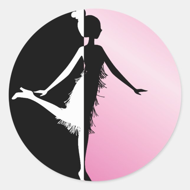 Flapper Silhouette Runt Klistermärke (Framsida)