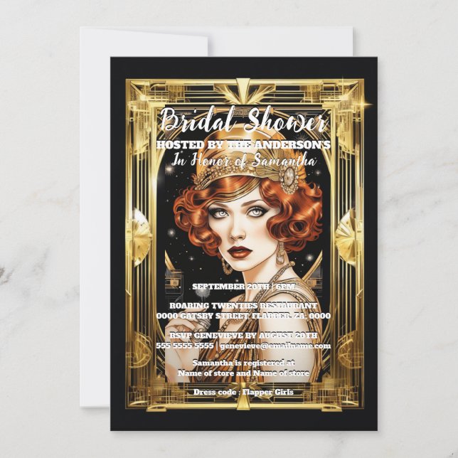 Flapper-tjejen talar 1920: Formellt kostym party Inbjudningar (Framsida)