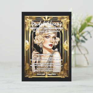Flapper-tjejen talar 1920:s blonda gatsby-tema inbjudningar