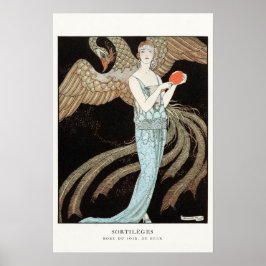 Flapper Woman Porträtt Art 20 Poster