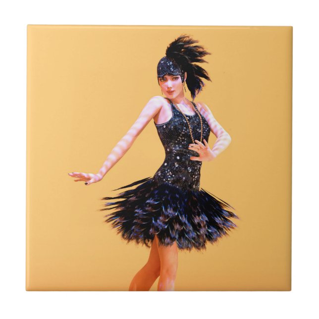 Flapperdans vintage kakelplatta (Framsidan)