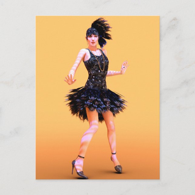 Flapperdans vintage vykort (Framsida)