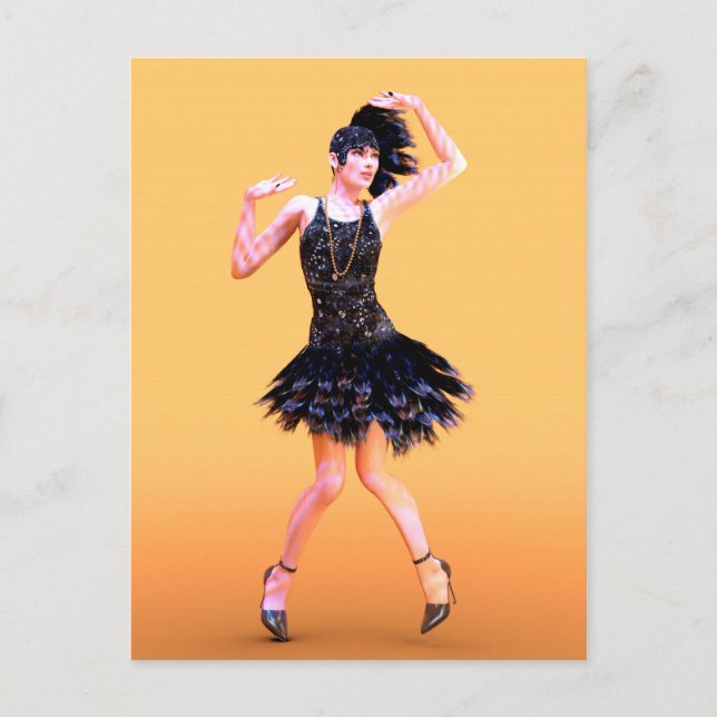 Flapperdans vintage vykort (Framsida)