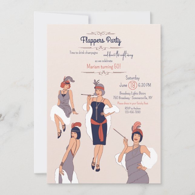 Flapperfest Inbjudningar (Framsida)