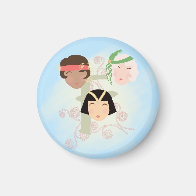 Flapperflickor från de glada tjugo magnet (Framsidan)