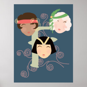Flapperflickor från de roande tjugotalet poster
