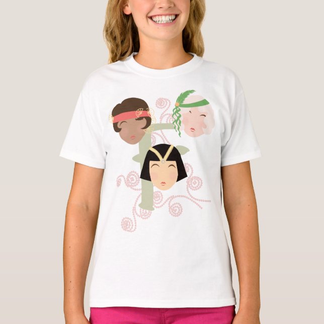 Flapperflickor från de roande tjugotalet t shirt (Framsida)