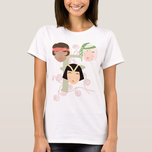 Flapperflickor från de roande tjugotalet t shirt (Framsida)