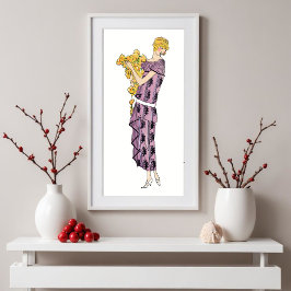 Flapperkvinna med blomma. poster