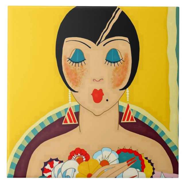 "Flappers and Flowers" Art Deco av Jose Carlos Kakelplatta (Framsidan)