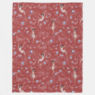 Flappers Dam Glam Roligt Red Design Fleecefilt