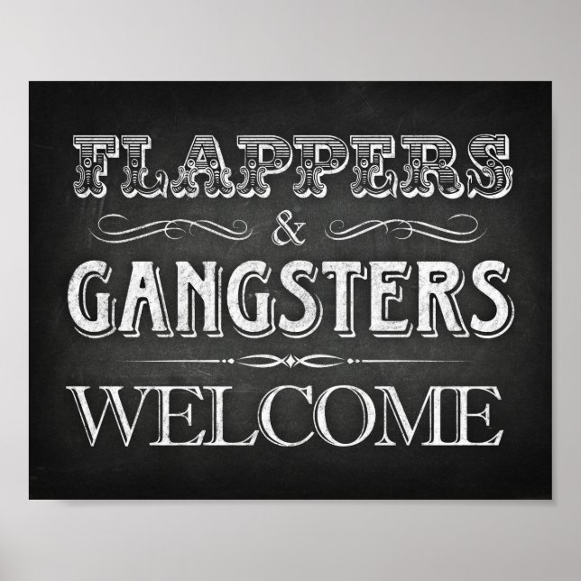 FLAPPERS GANGSTERS WELCOME Party Sign Poster (Framsidan)