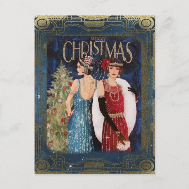 Flapperstil jul helg vykort (Framsida)