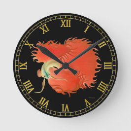 Flaring Red Betta FighWall Clock Rund Klocka
