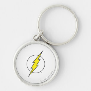 Flash Blixt Bolt Rund Silverfärgad Nyckelring